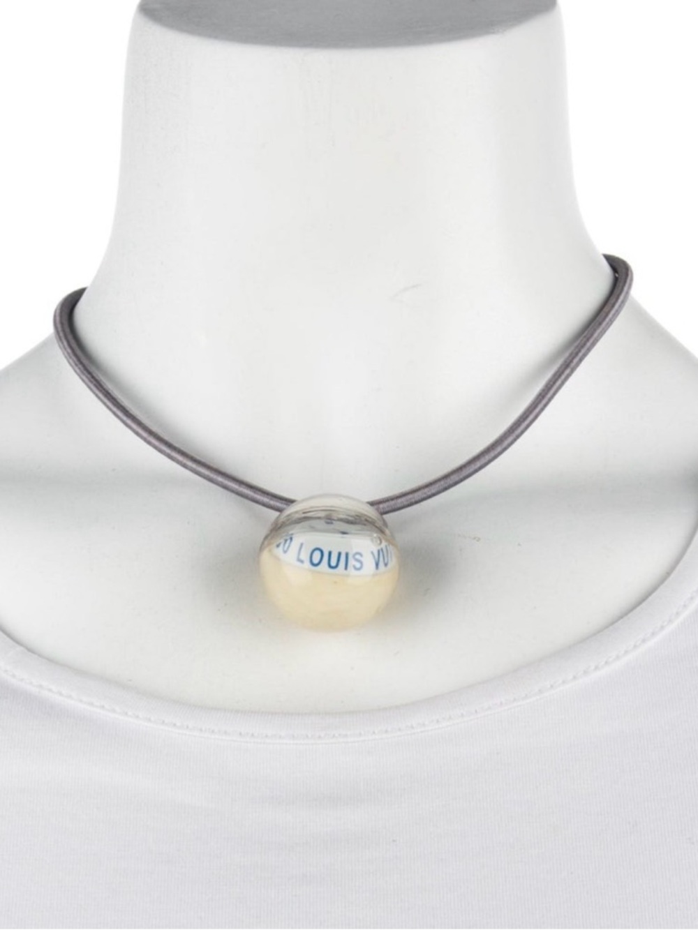 Louis Vuitton Clear Resin Compass Pendant Necklace in Blue and Cream - Picture 3 of 4